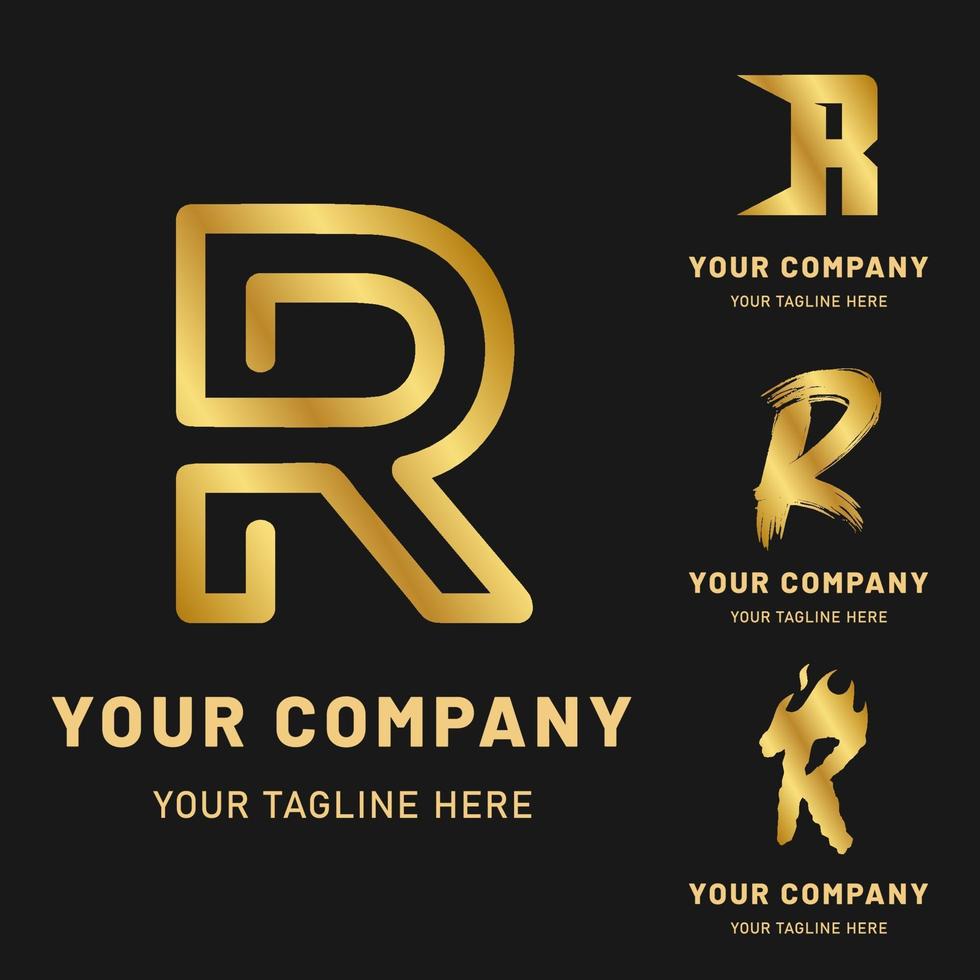 Golden Letter R Logo Collection vector