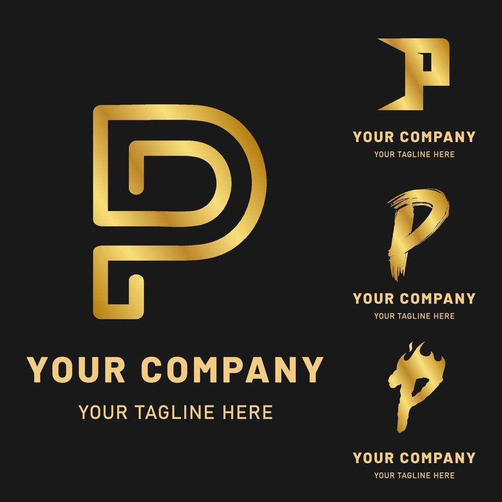 Golden Letter P Logo Collection vector