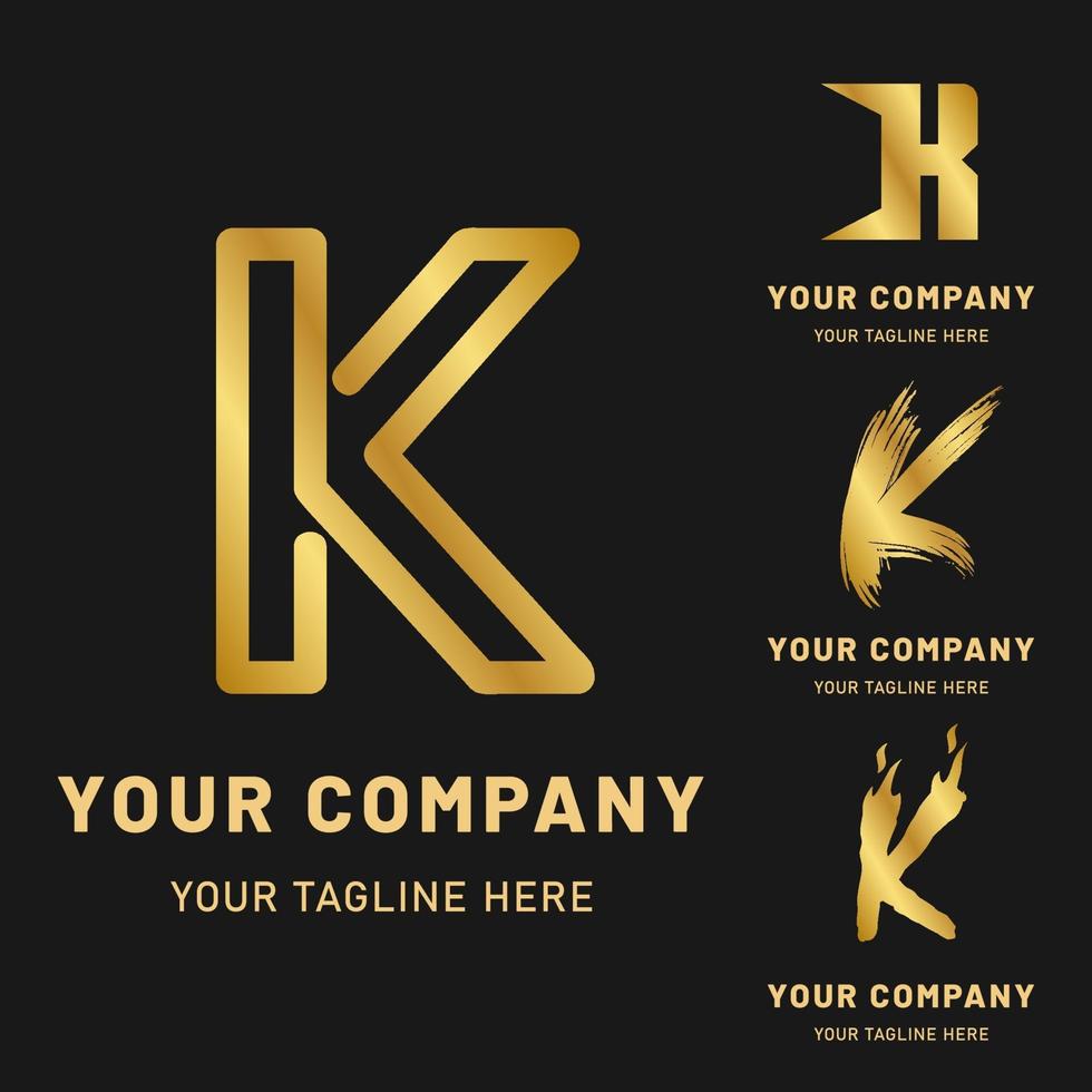 colección de logotipos de la letra k dorada vector