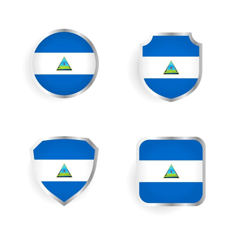 nicaragua país insignia y colección de etiquetas. vector