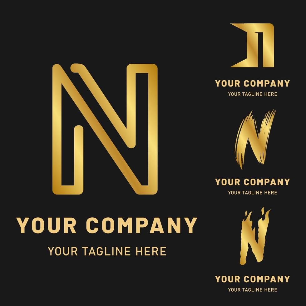 Golden Letter N Logo Collection vector