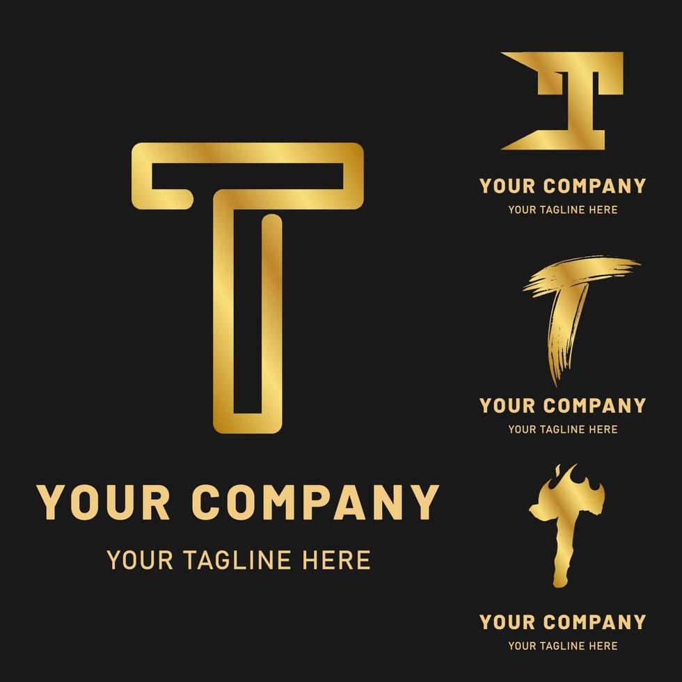 Golden Letter T Logo Collection vector