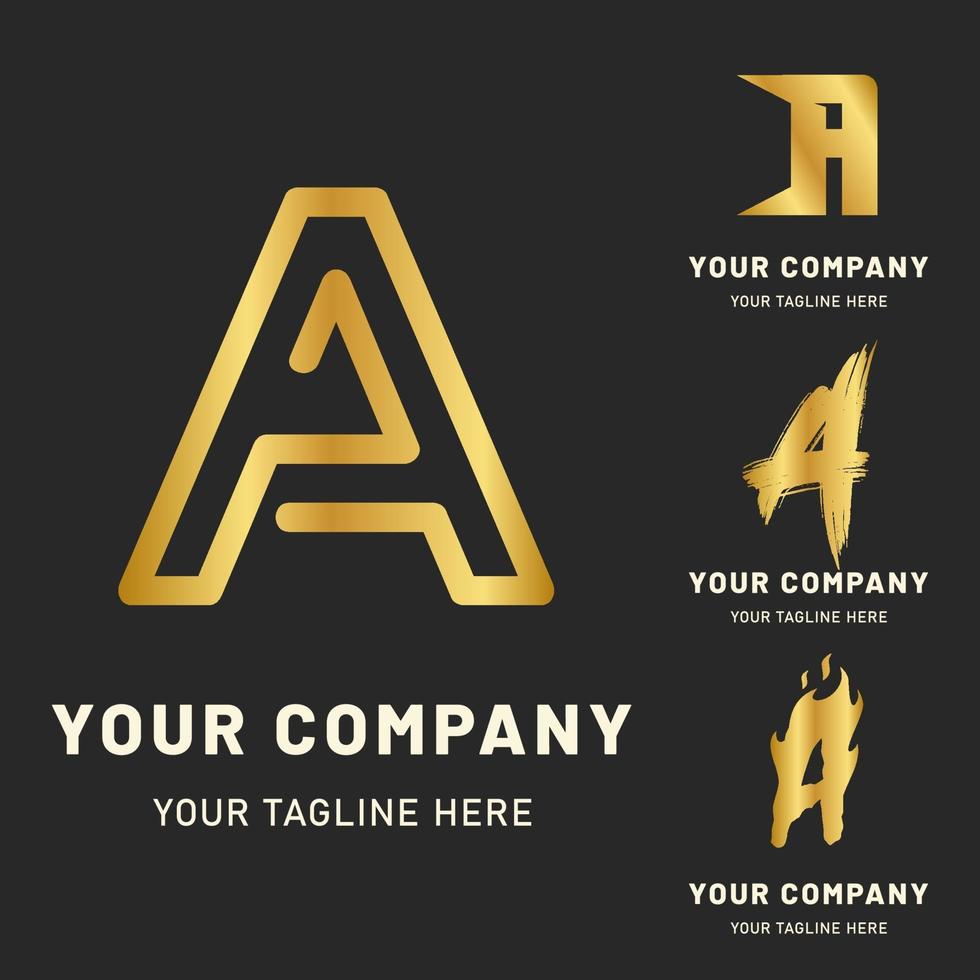 Golden Letter A Logo Collection vector