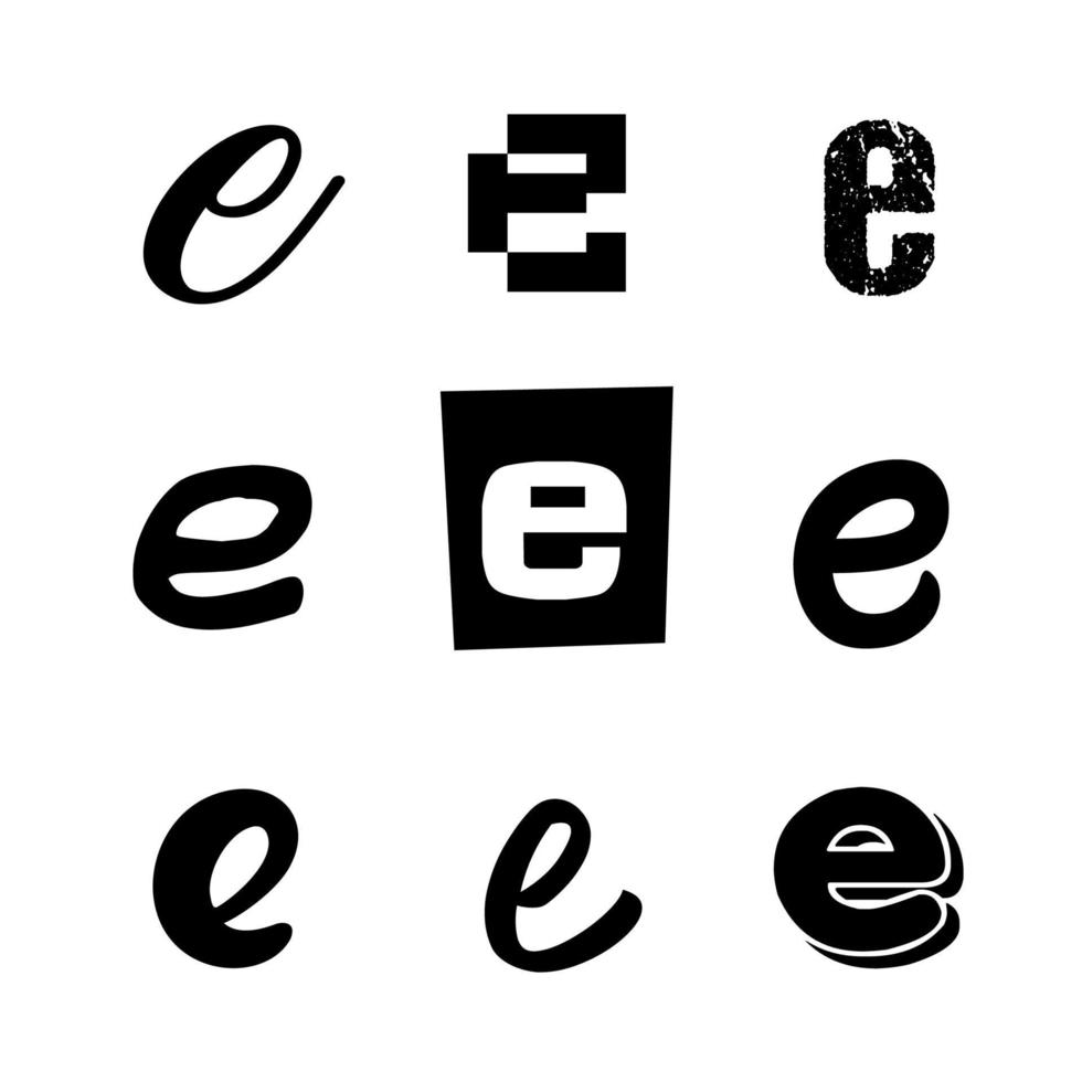 Small Letter E Alphabet Design vector