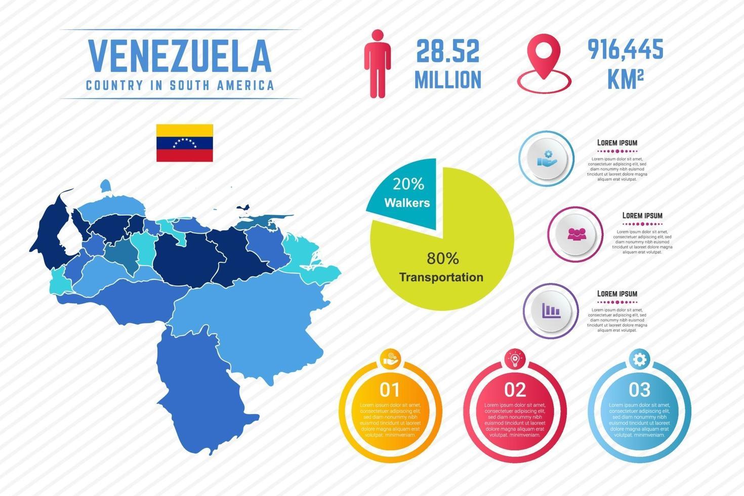 Colorful Venezuela Map Infographic Template vector