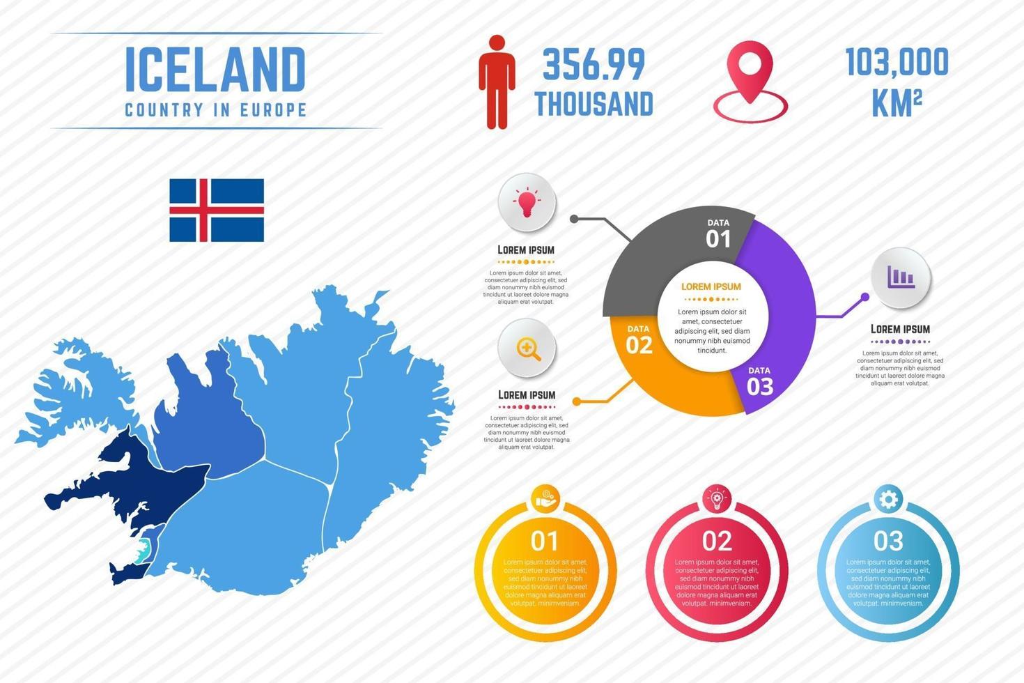 Colorful Iceland Map Infographic Template vector