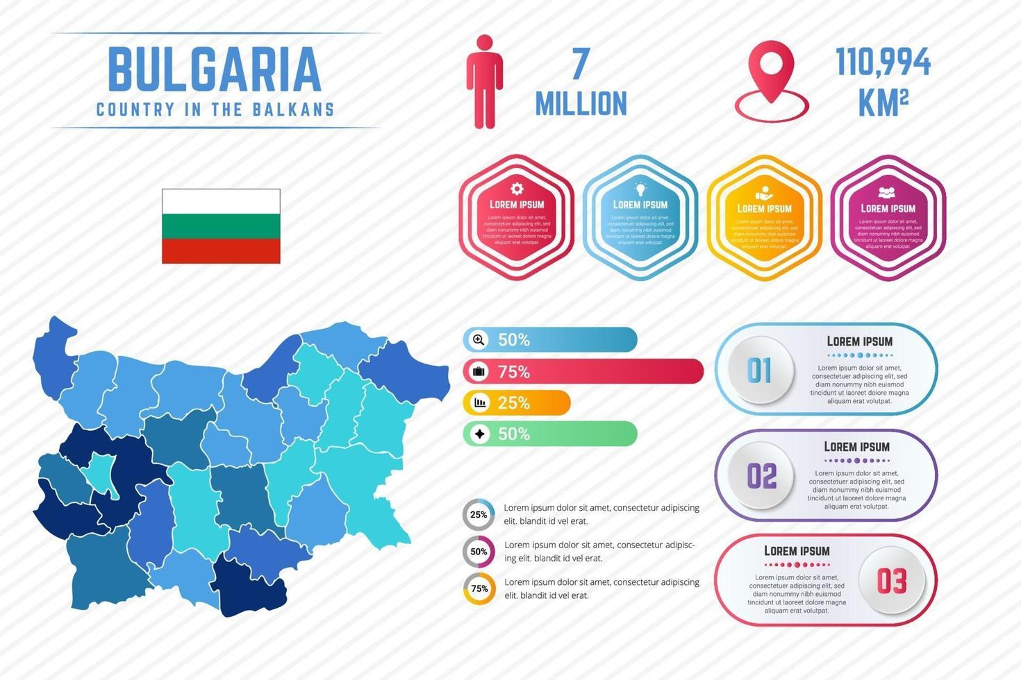 colorida plantilla de infografía de mapa de bulgaria vector