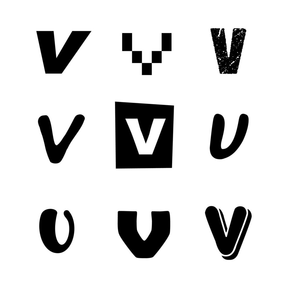 Small Letter V Alphabet Design vector