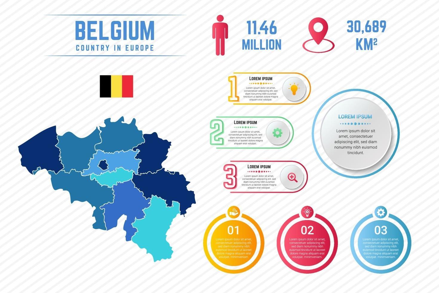 colorida plantilla de infografía de mapa de bélgica vector