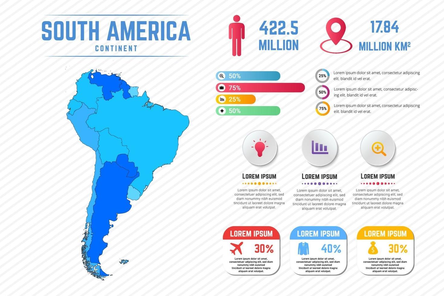 Colorful South America Map Infographic Template vector