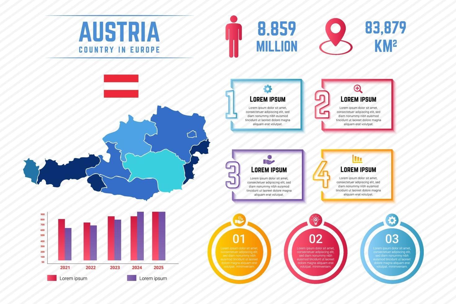 Colorful Austria Map Infographic Template vector