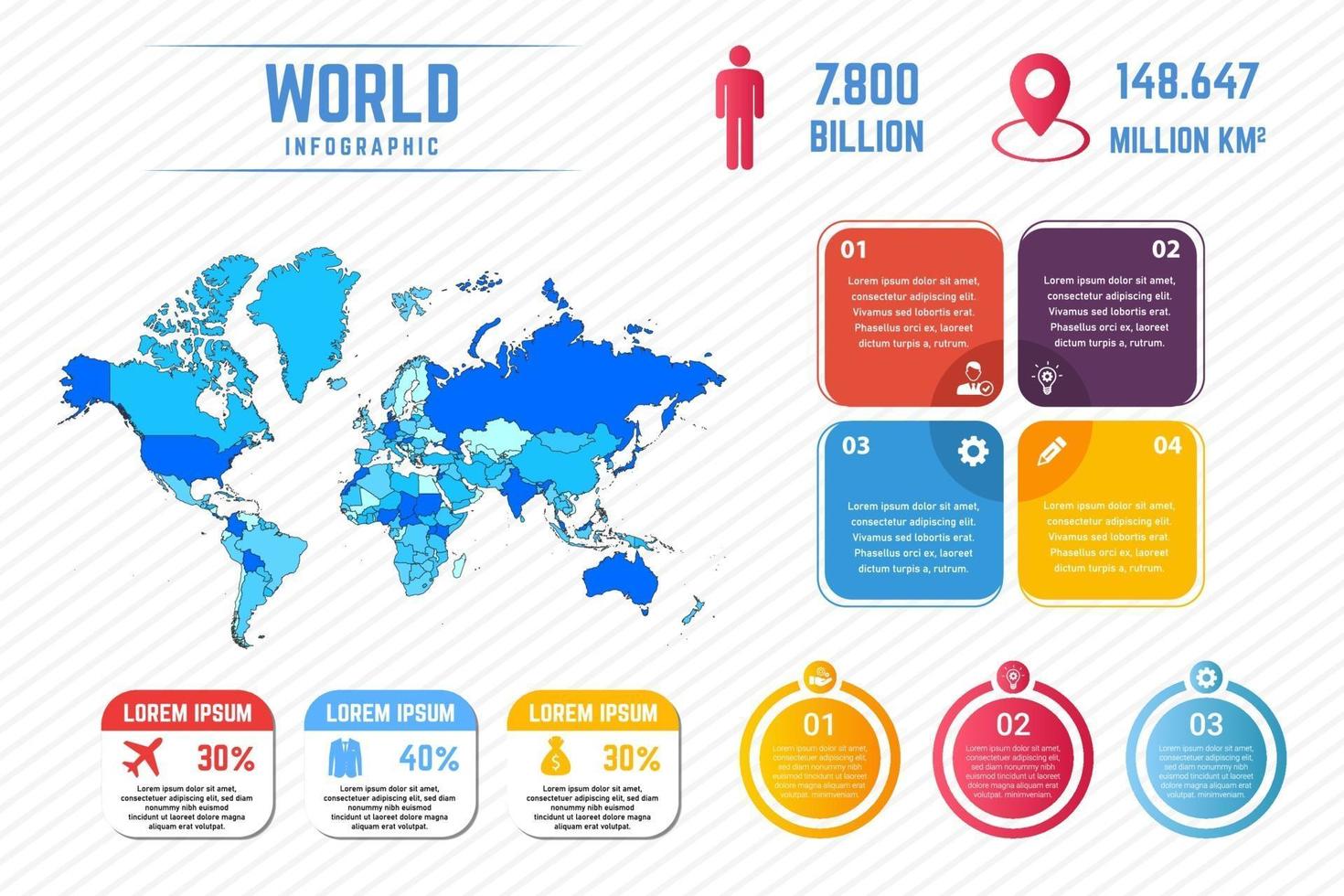 Colorful World Map Infographic Template vector