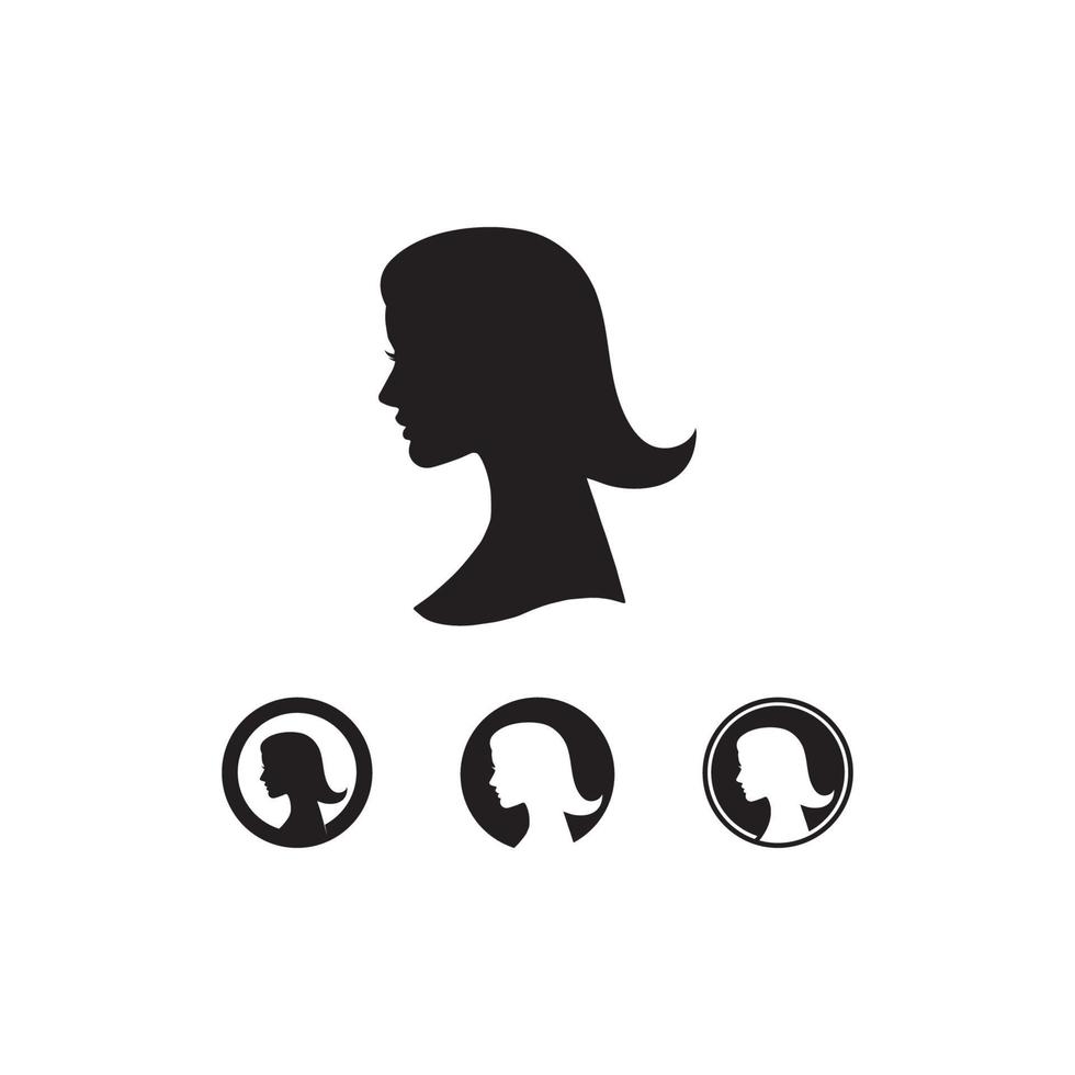 Woman face silhouette and beauty care logo design vector