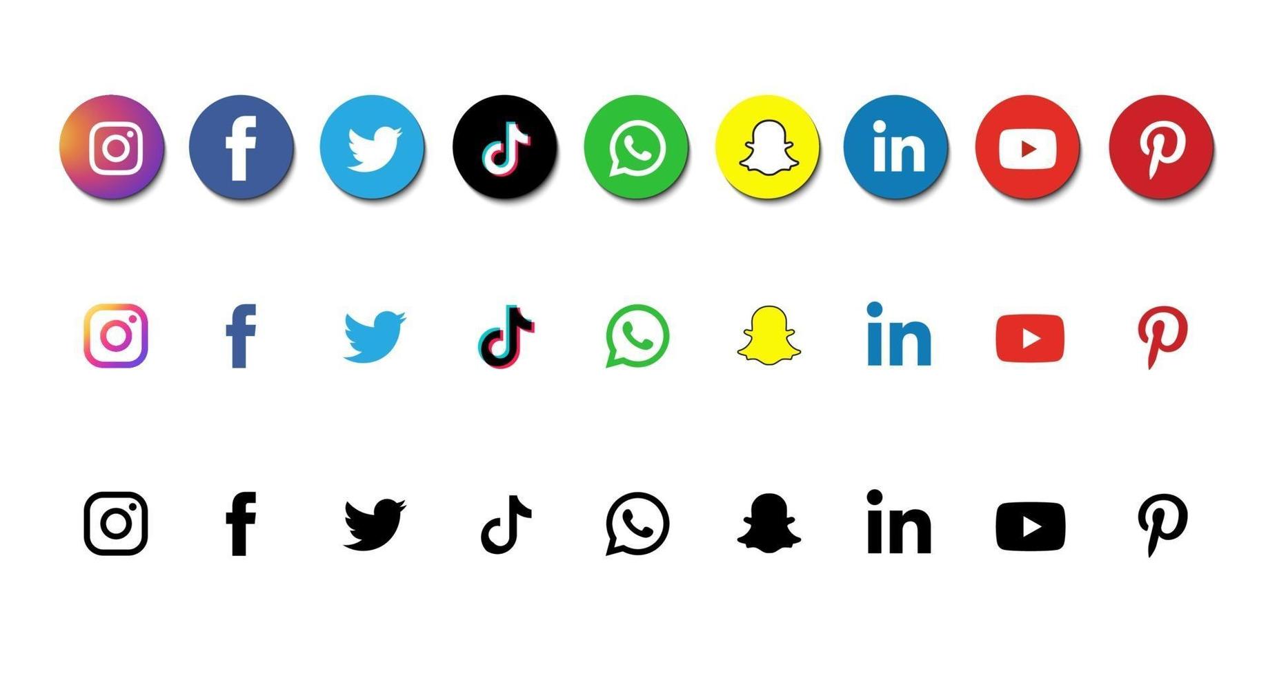 colección de logotipos e iconos de redes sociales vector