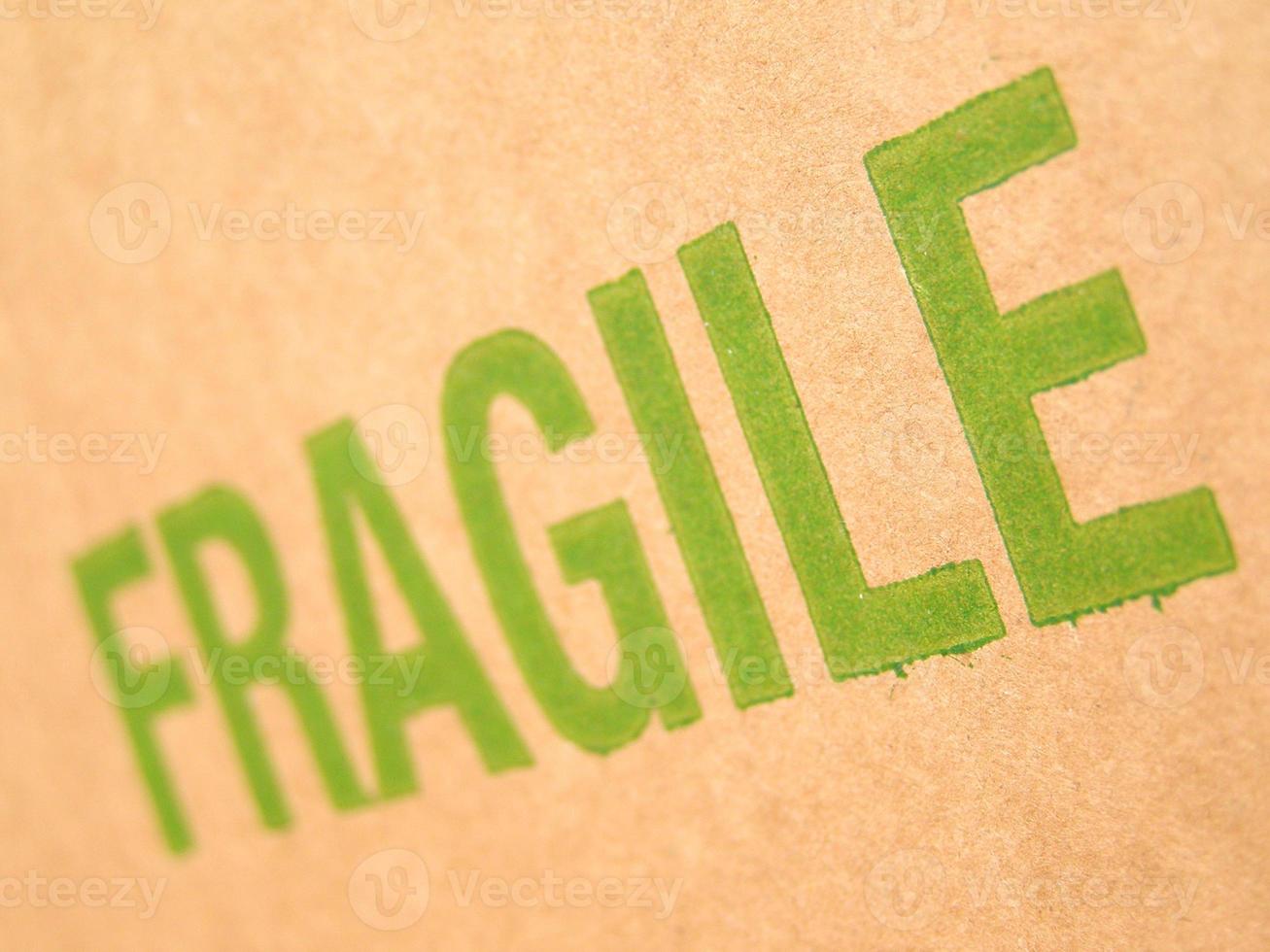 Fragile label isolated over white photo