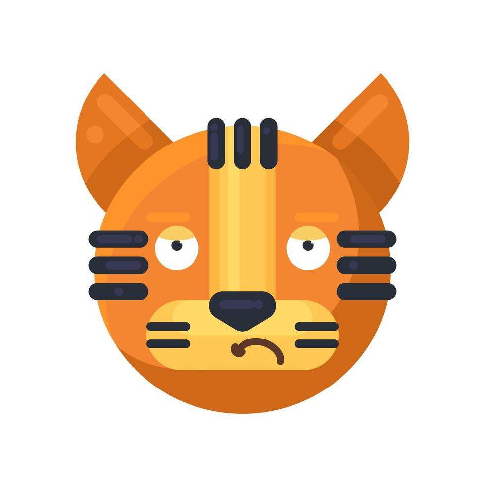 tigre triste expresión facial emoji vector