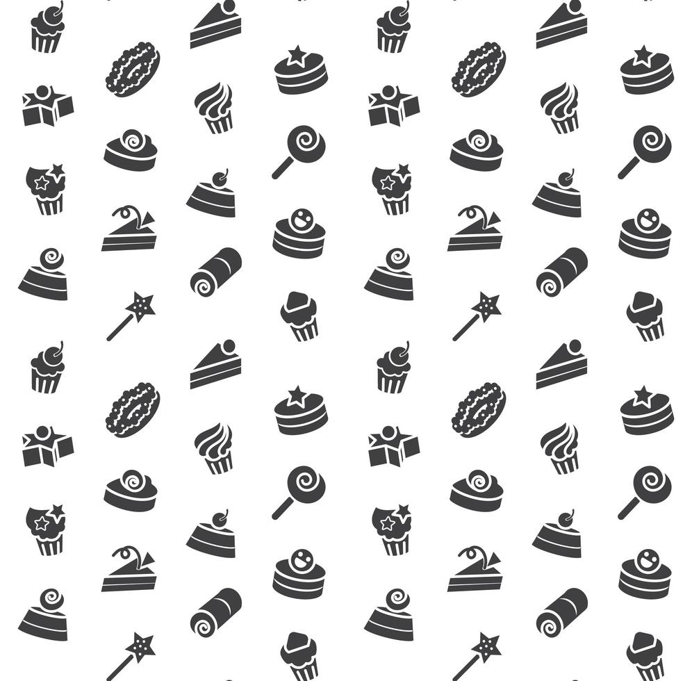 patrón sin fisuras de los iconos de panadería y pastel. dulces, dulces vector