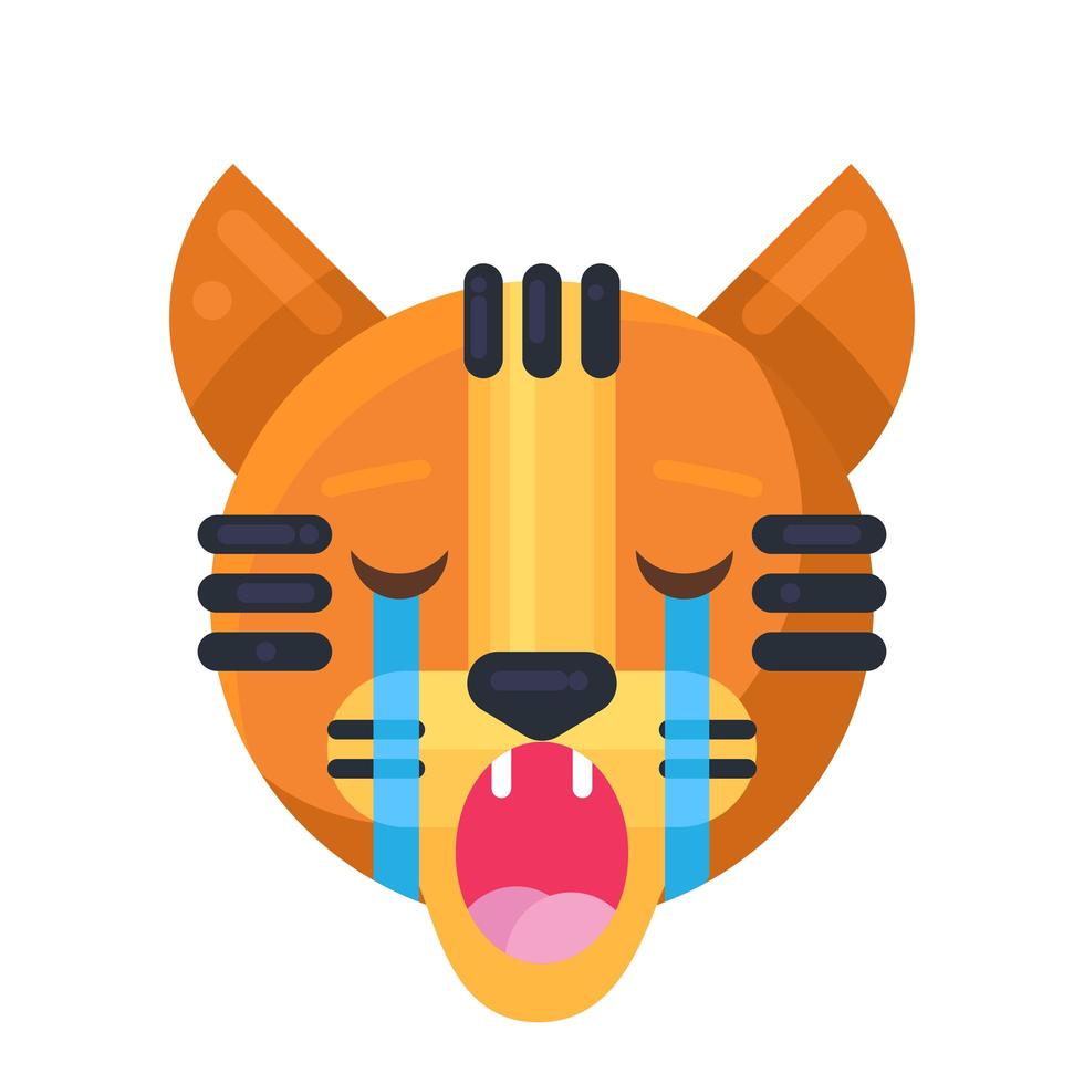 tigre llorando expresión lindo gracioso emoji vector