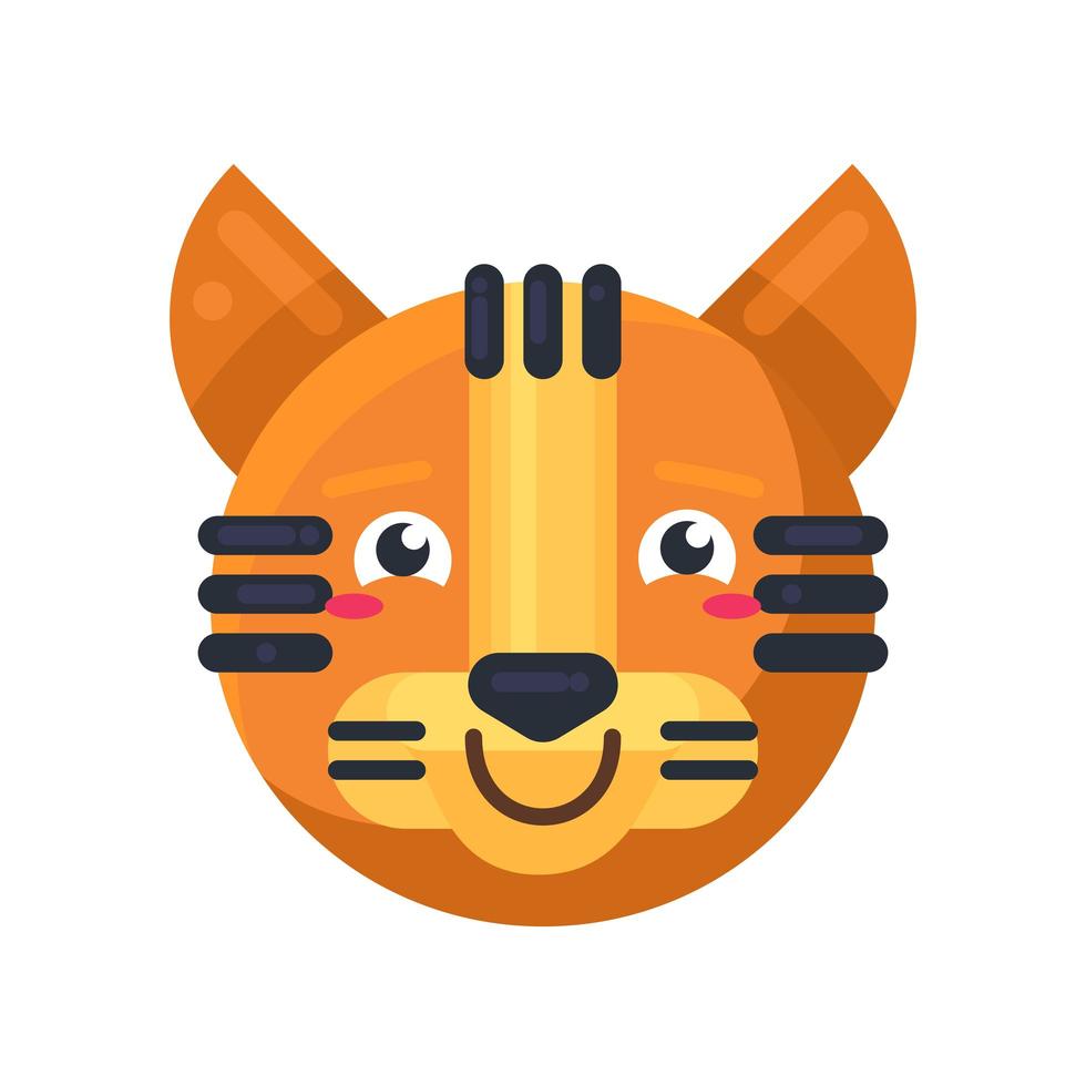 Tiger smiling with rose chicks positive emoji vector