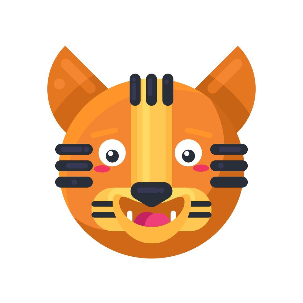Tiger happy expression funny comic emoji vector