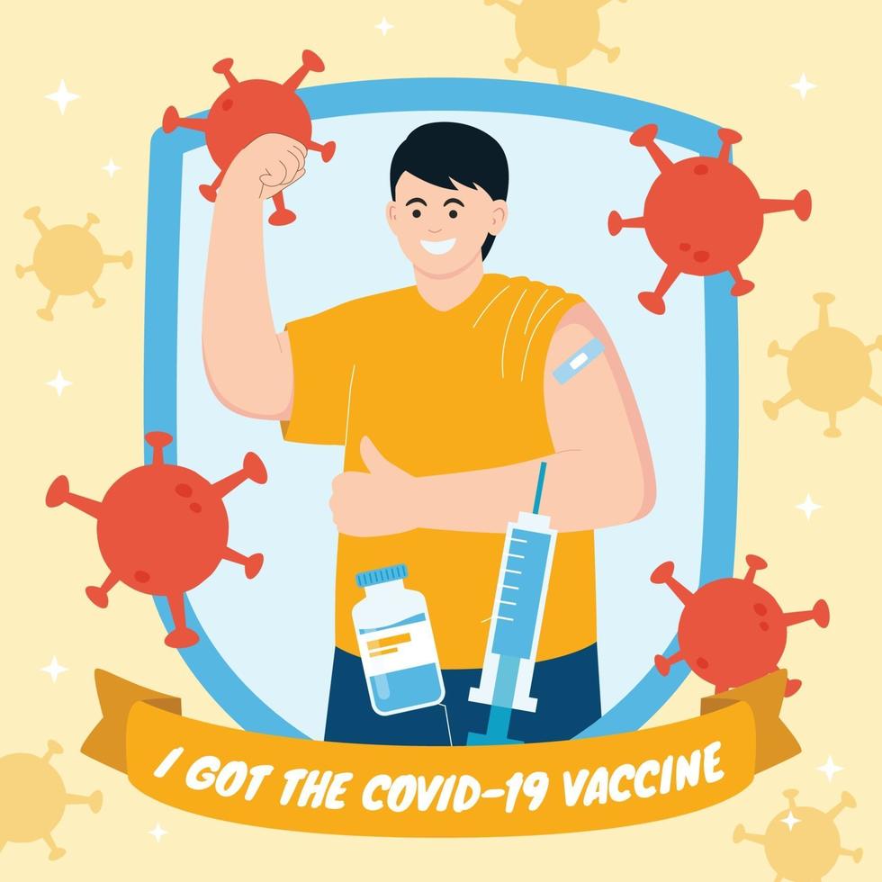 Man After got Covid-19 Vaccine vector