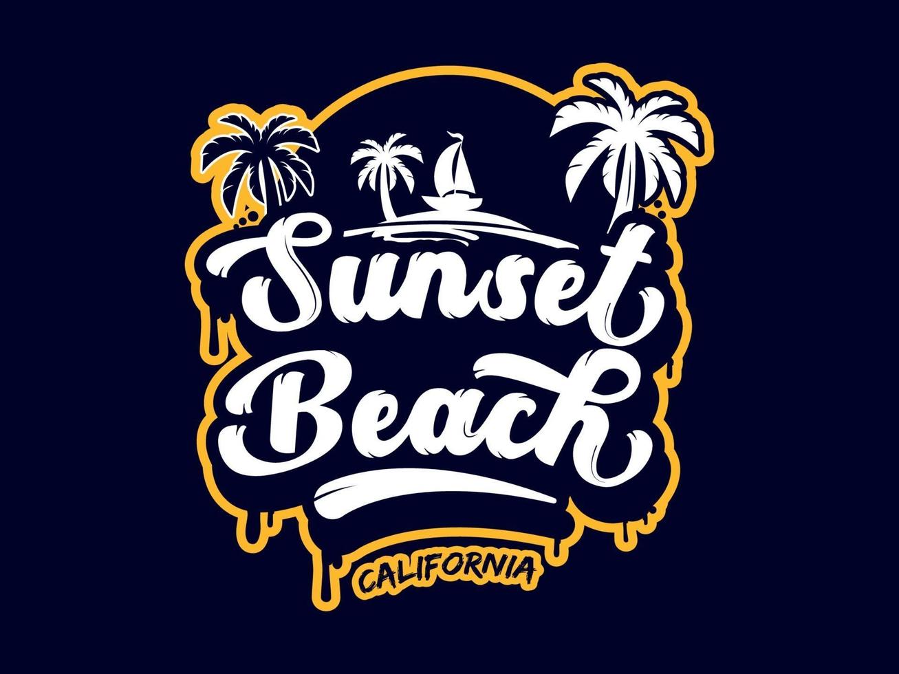 California Sunset Beach Illustration Vector Design For T-shirt
