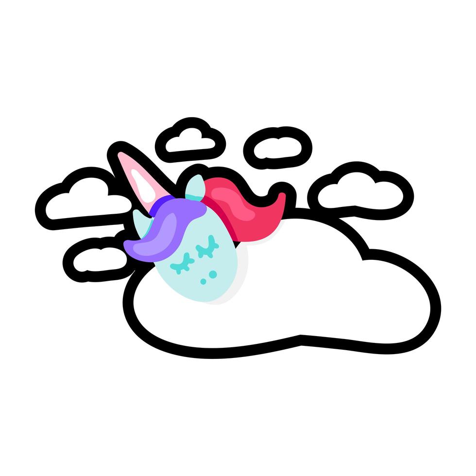 unicornio durmiente con parche de letras de sueño vector