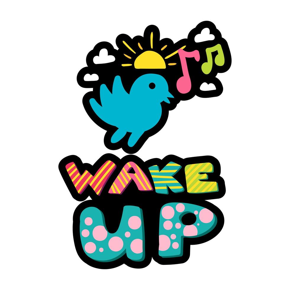 Wake up dash line sticker vector