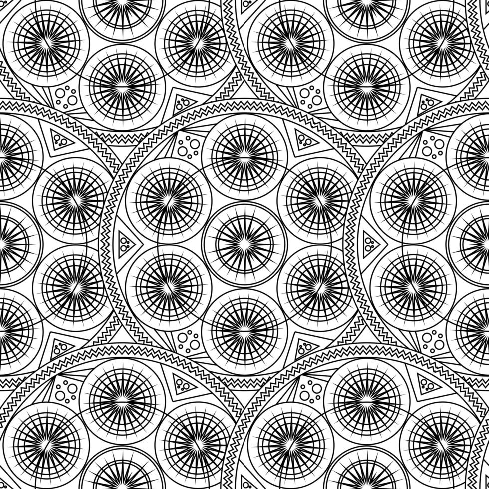 Black White Monochrome Mandala Boho Seamless Pattern vector