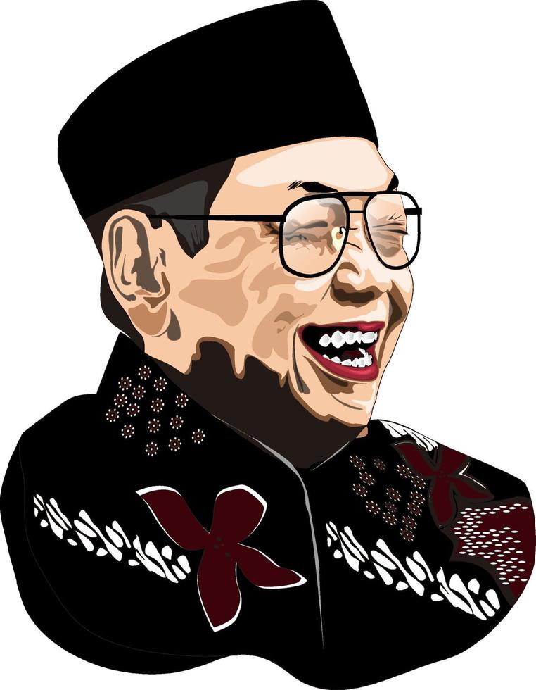 Vector illustration of Indonesia's fourth president Gusdur