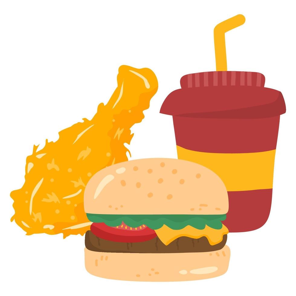 pollo frito, hamburguesa, fast food.eps vector