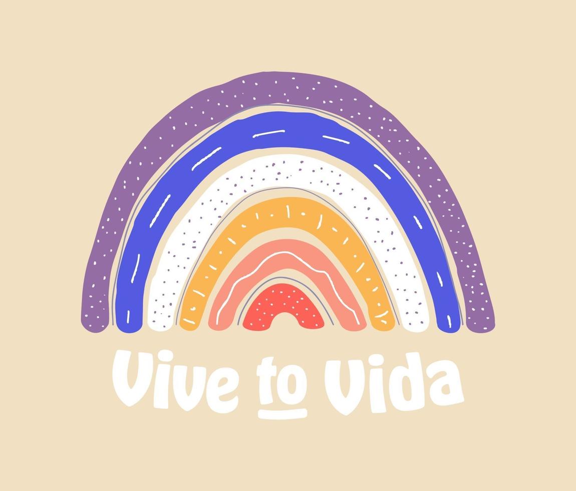 Vector textured hand drawn rainbow sticker vector illustration