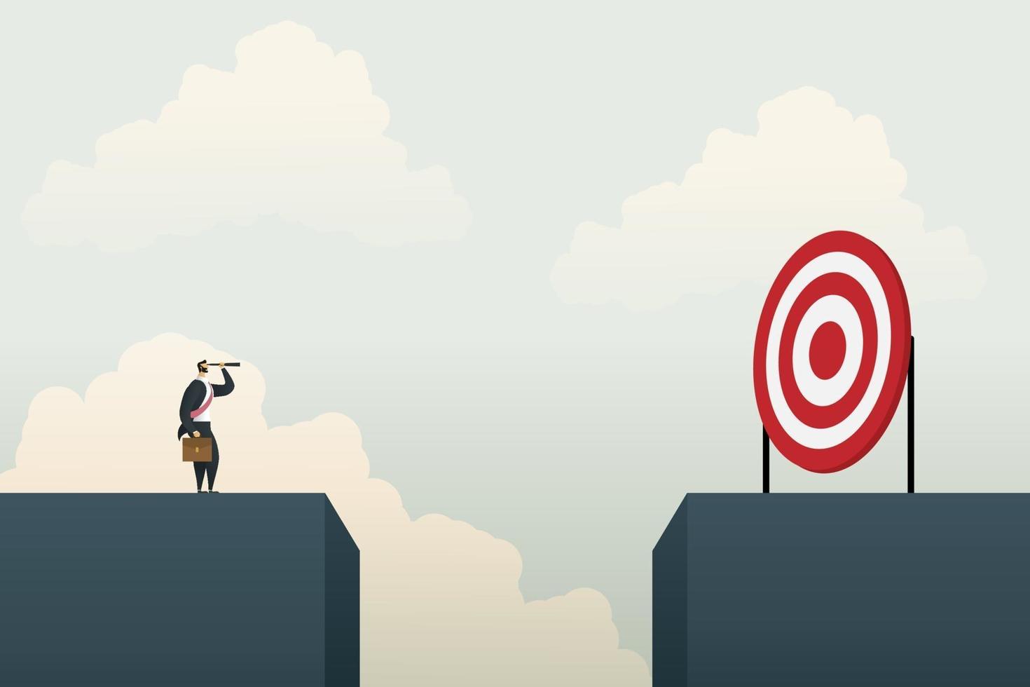 Businessman standing searching for opportunities goal. vector