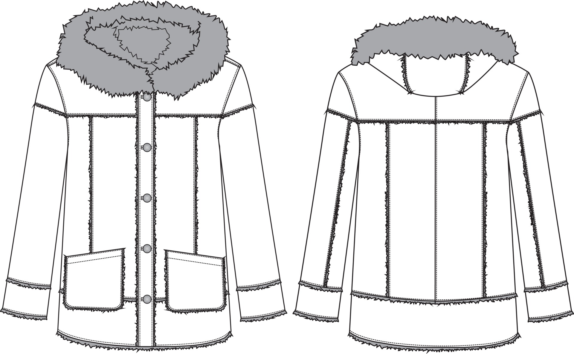 Fashion Sketches Outerwear: Coat/Jacket Template 046 - download