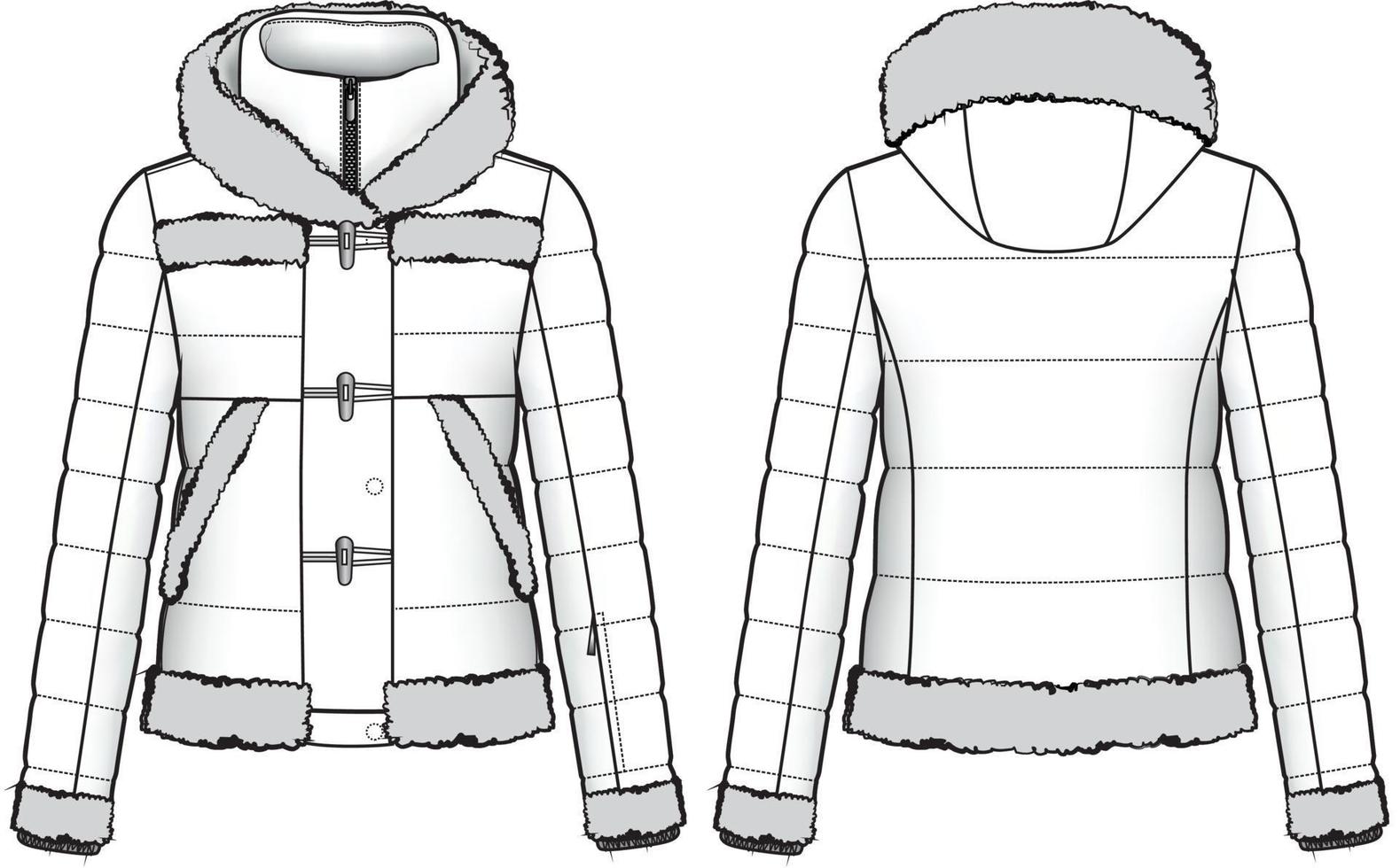 Fashion suede jacket coat illustration. Outwear flat fashion sketch vector