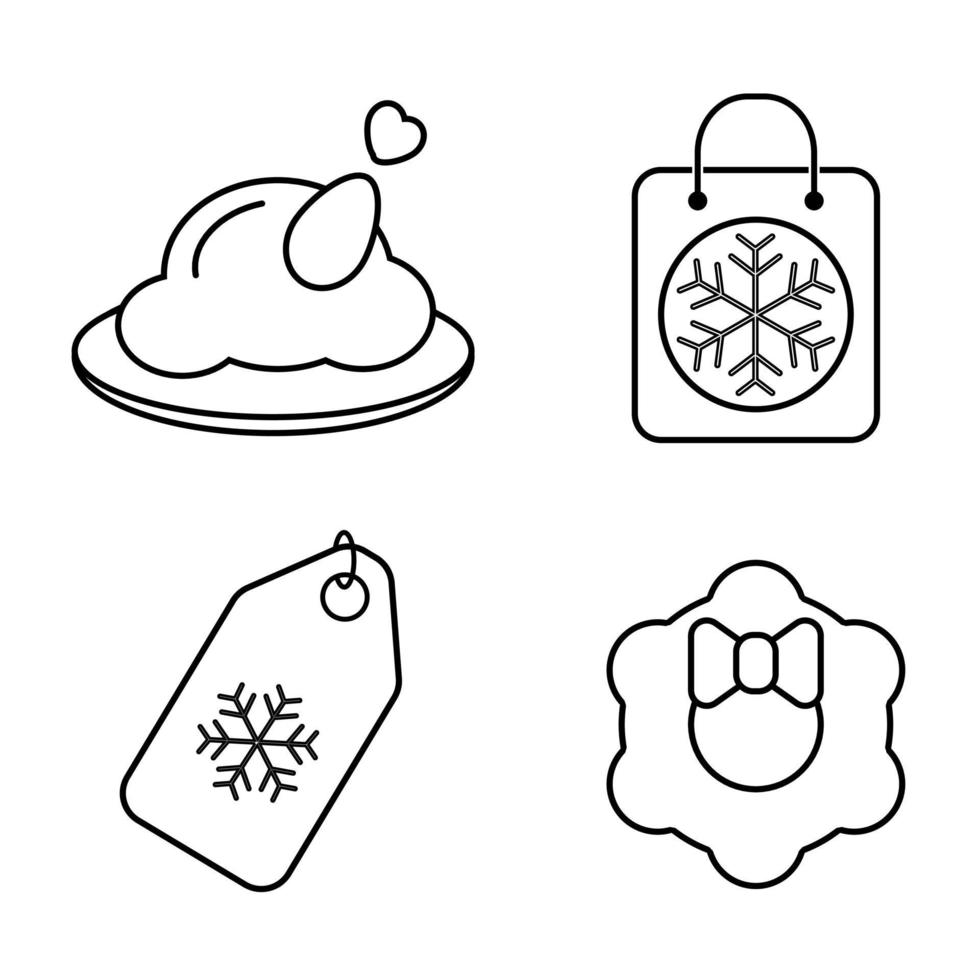 Christmas flat icons thin lines on white background vector