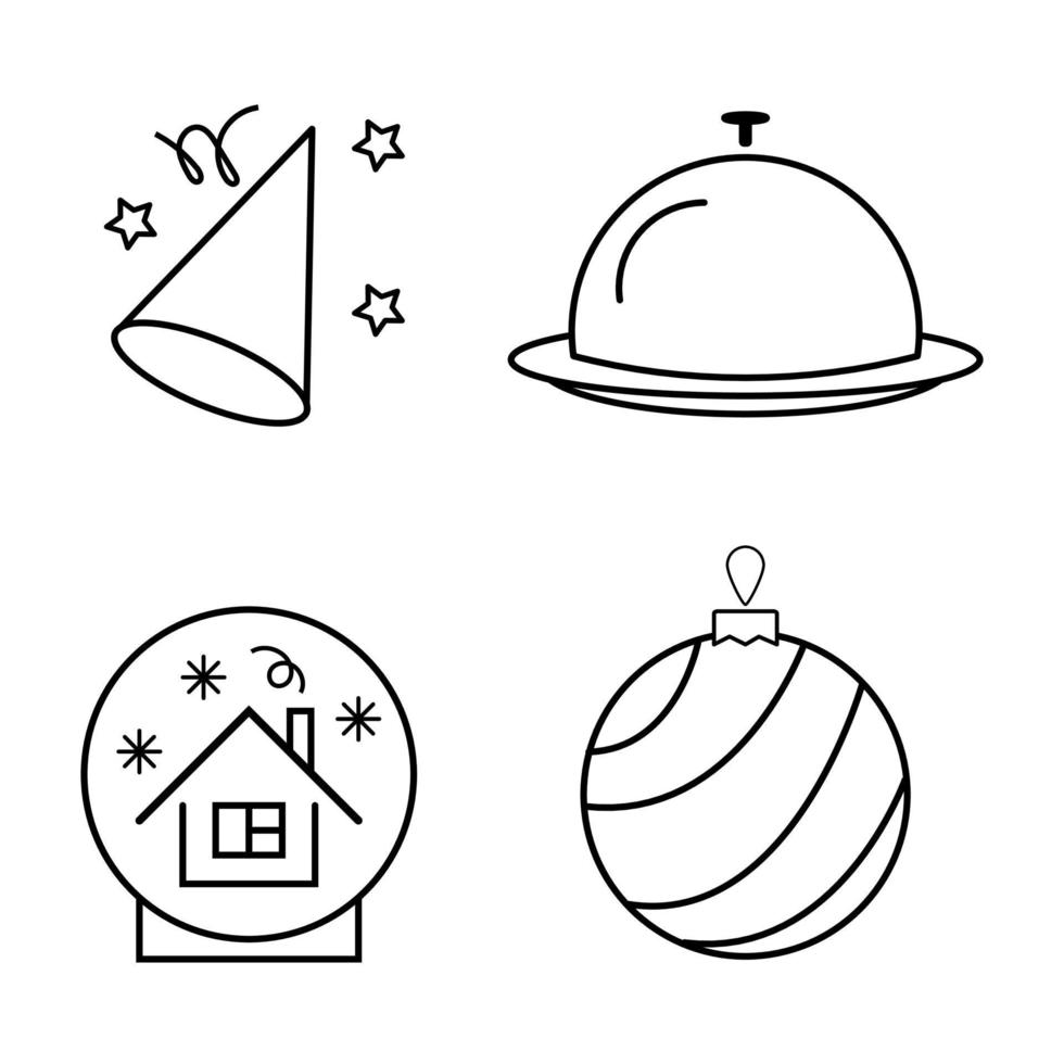 conjunto de iconos de Navidad. ilustraciones vectoriales diseño plano. vector