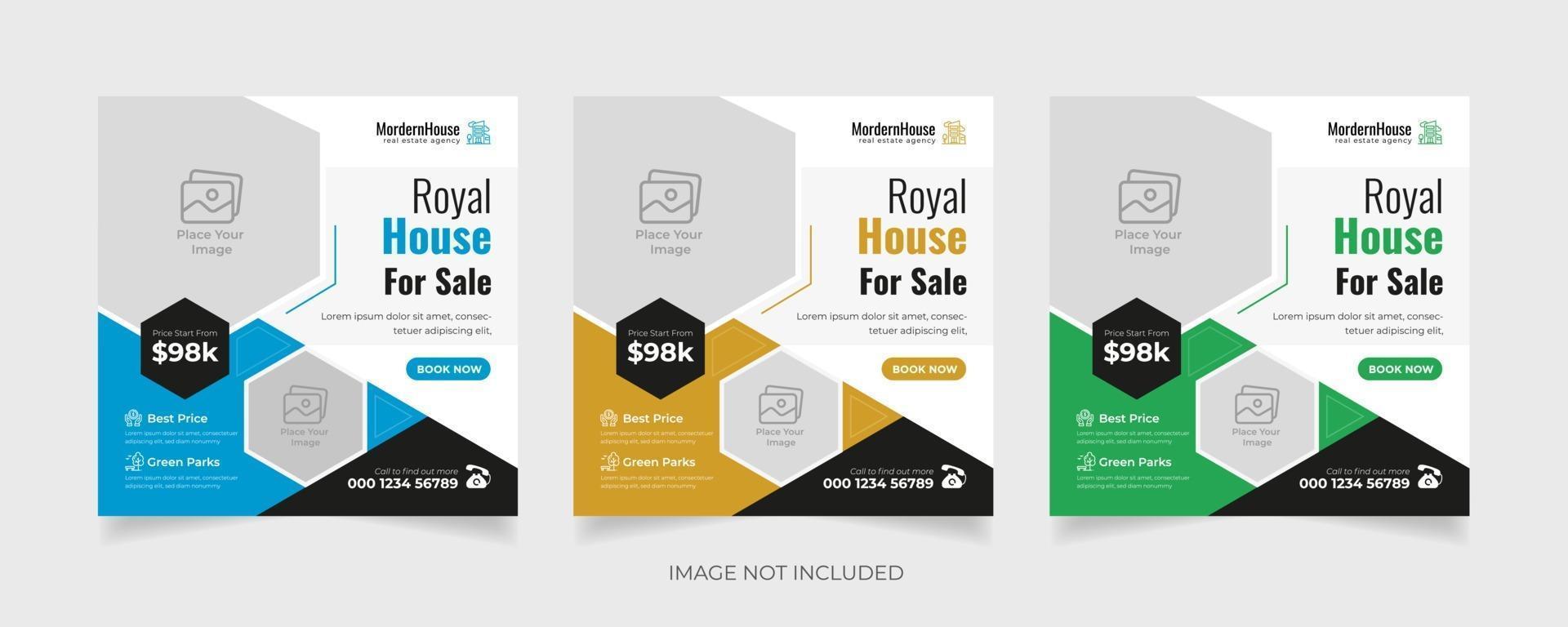 Real estate social media post template vector