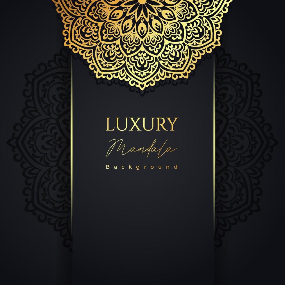 Oriental mandala background with gold color vector