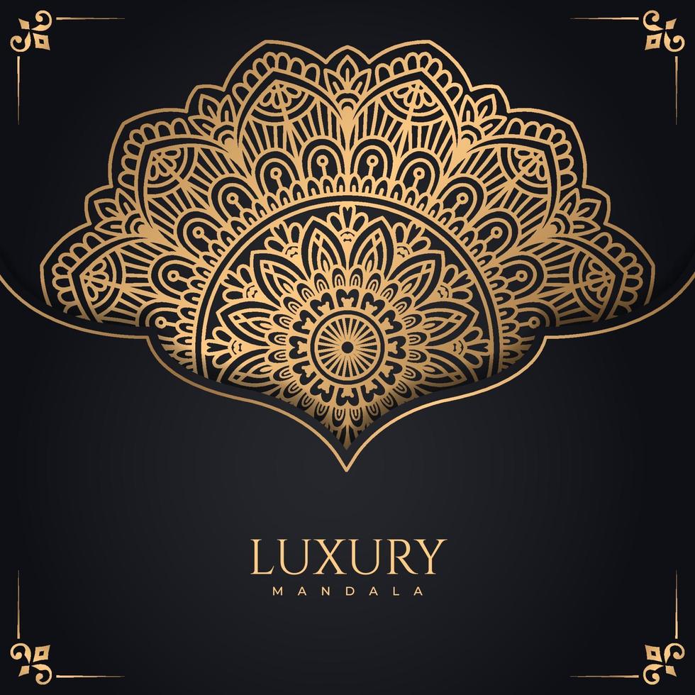 Luxury ornamental mandala design background in gold color vector