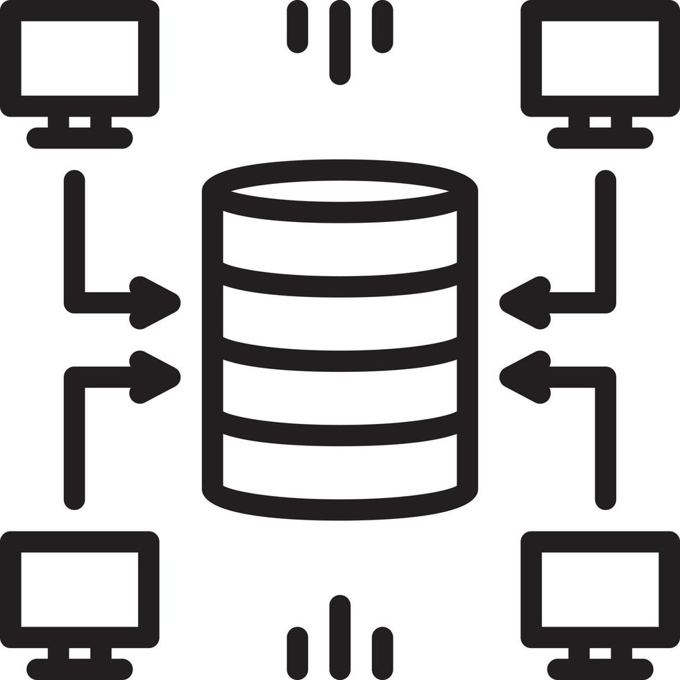 icono de línea para almacén de datos vector