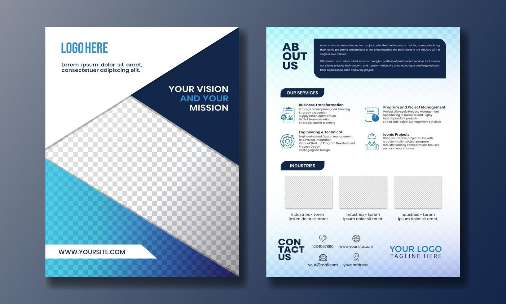 Double side flyer design for corporate advertising and print vector