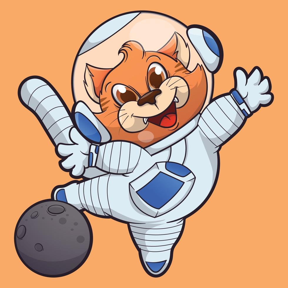kitten astronaut with happy face vector
