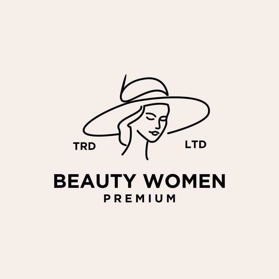 beauty women wear hat premium vintage logo vector