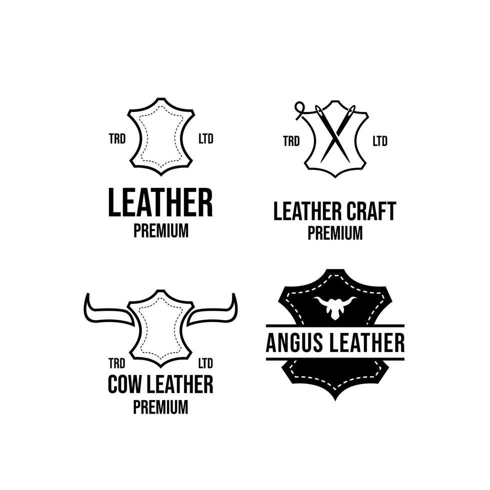 set collection leather craft logo icon design vector
