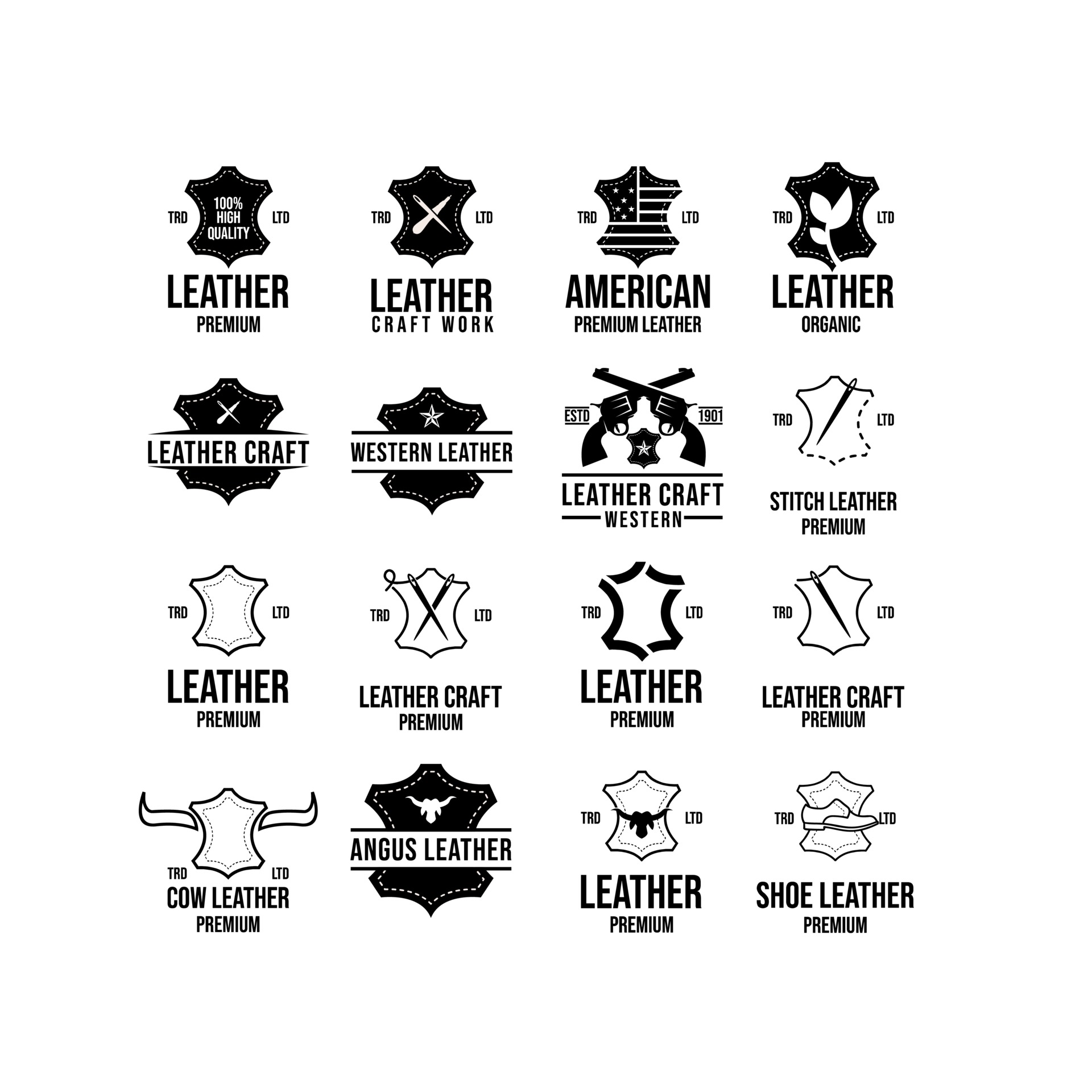 set collection leather craft logo icon design 3220207 Vector Art at