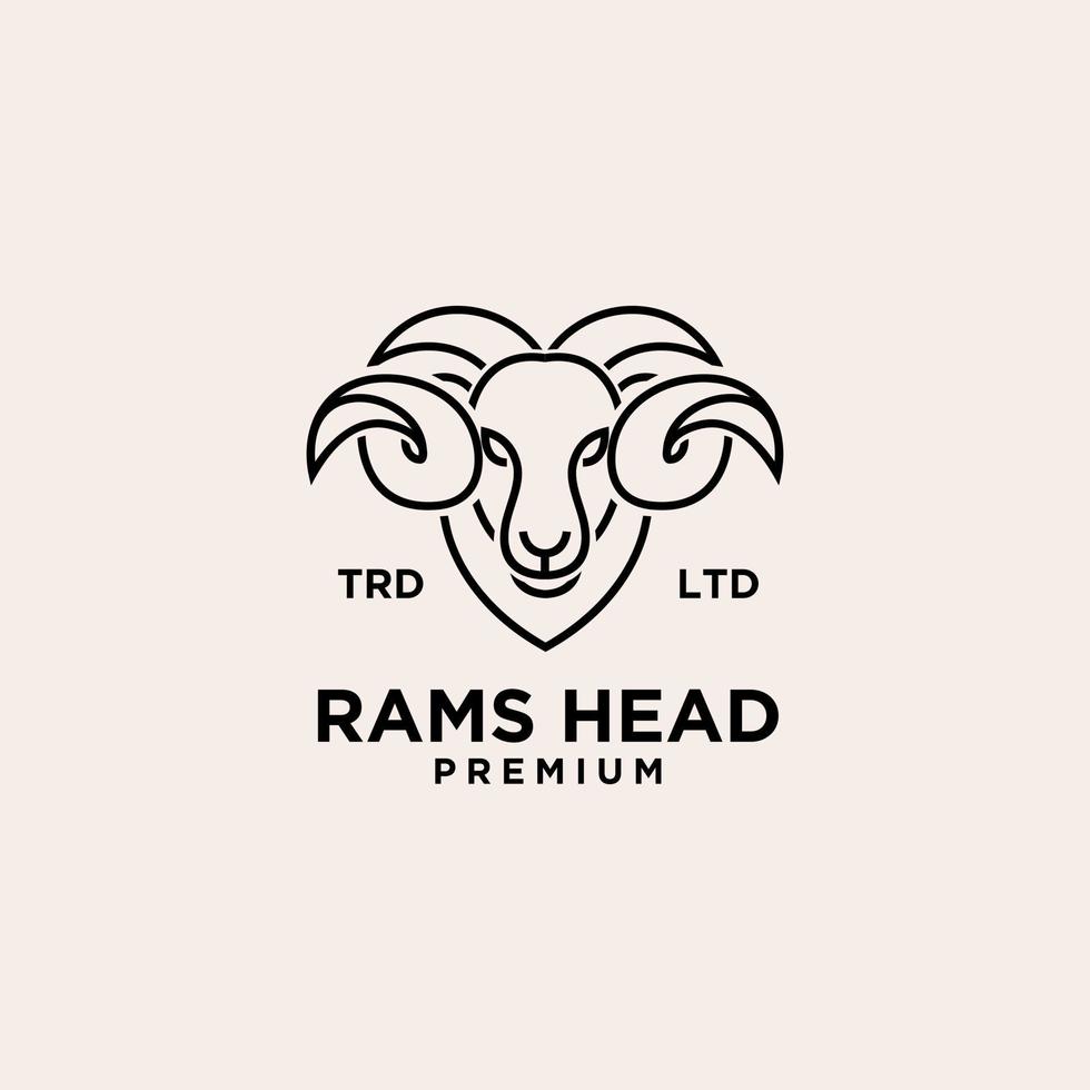 ram head line vintage premium logo vector