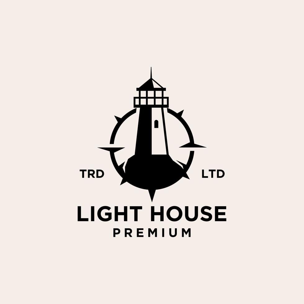 light house with compass premium logo vector