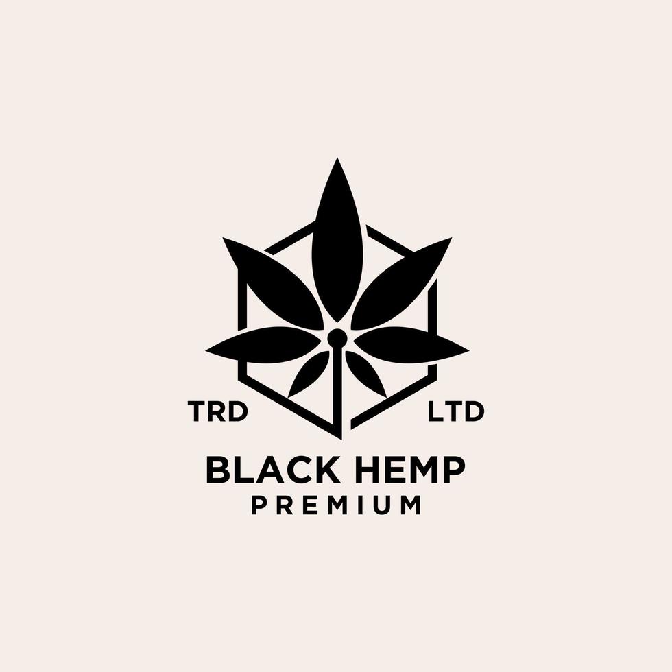 black hemp cannabis premium logo vector