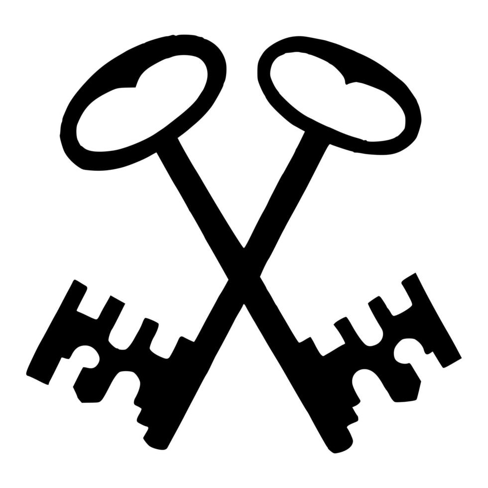 Two Crossed Key Silhouettes vector